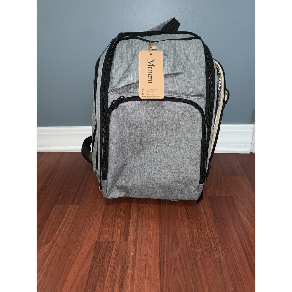 Mancro Diaper Bag Backpack, Large Multifunction Waterproof Gray